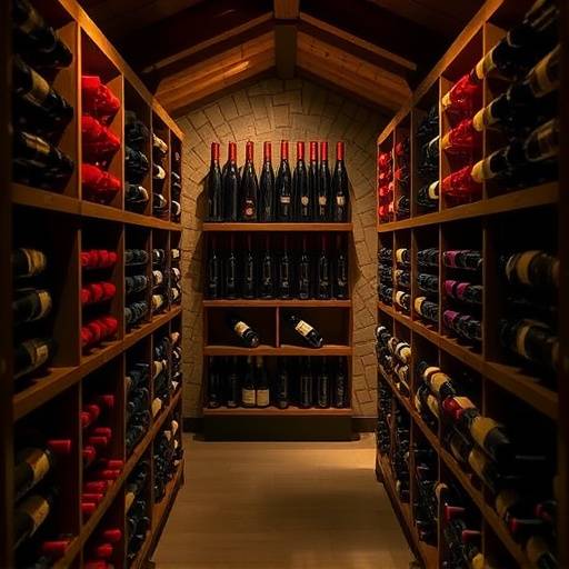 A variety of Italian wines, including red, white, and ros&eacute;, displayed in a wine cellar.