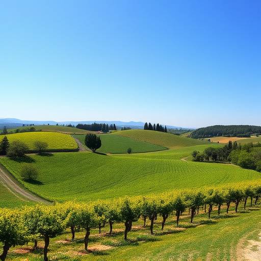 Landscape of Tuscany with vineyards