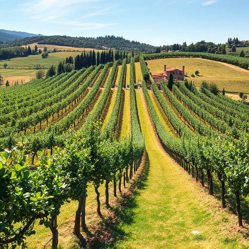 Vineyards and olive groves in Umbria, Italy